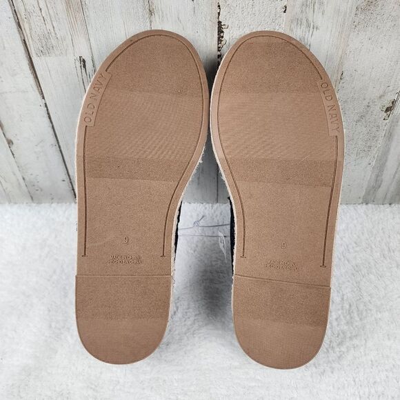 Old Navy Black Linen Espadrille Flats Size 9 - Picture 6 of 7